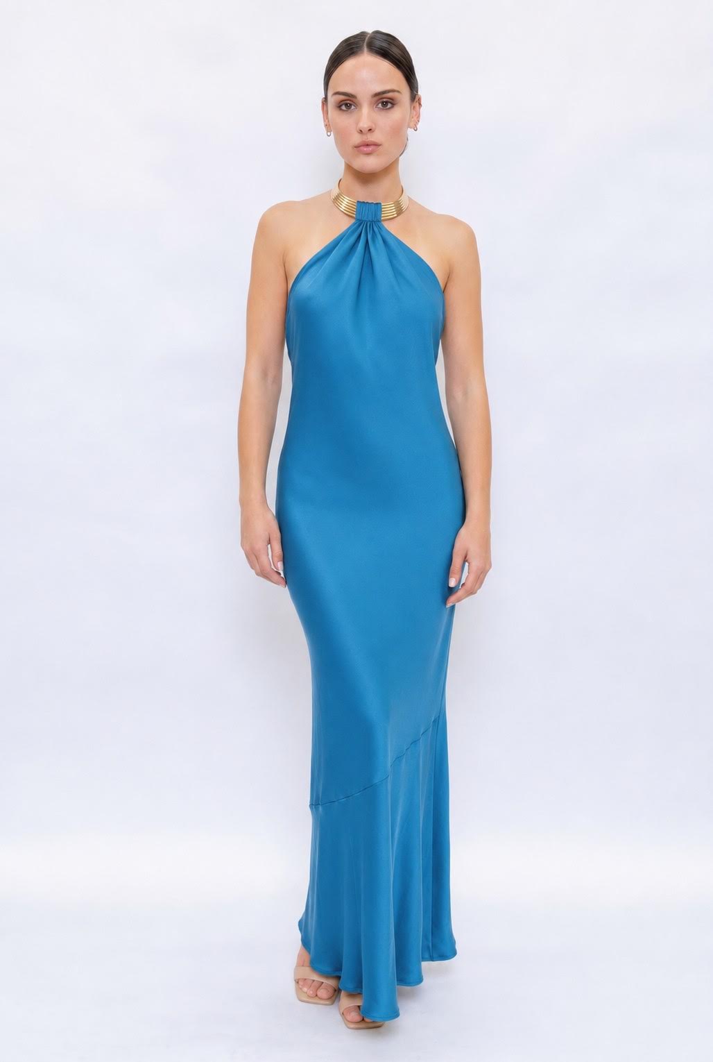Satin halter neck dress