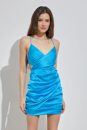 Satin Bright Blue Dress