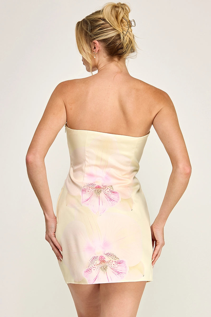 Yellow floral mini dress