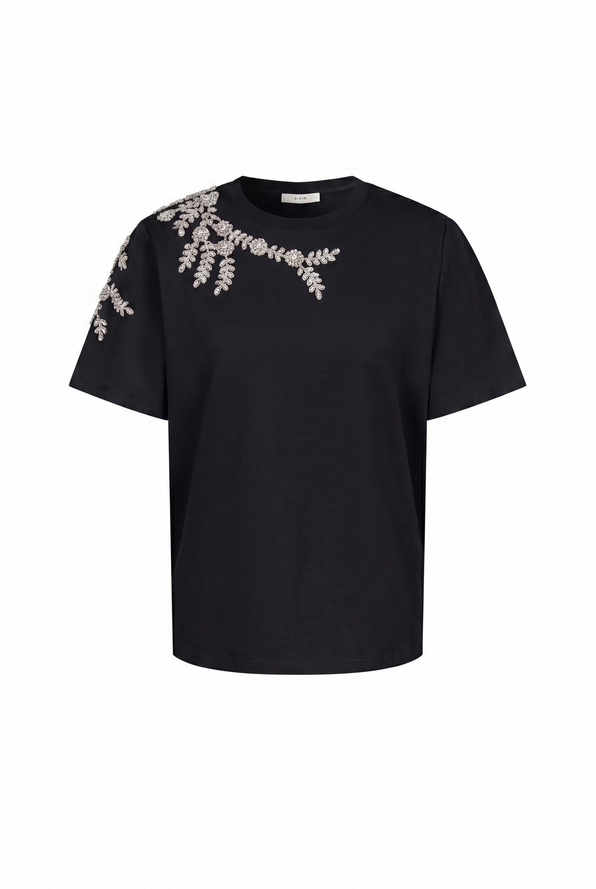 Short Sleeve T-Shirt with Beaded Applique