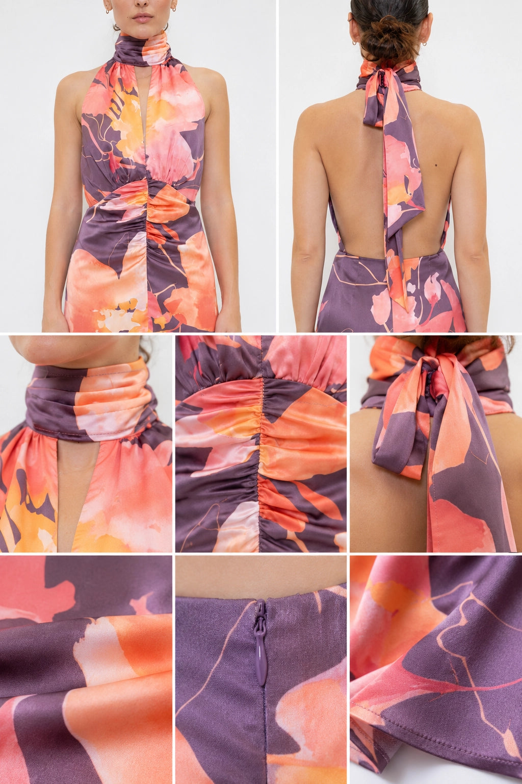 Romantic Floral Dress with Scarf