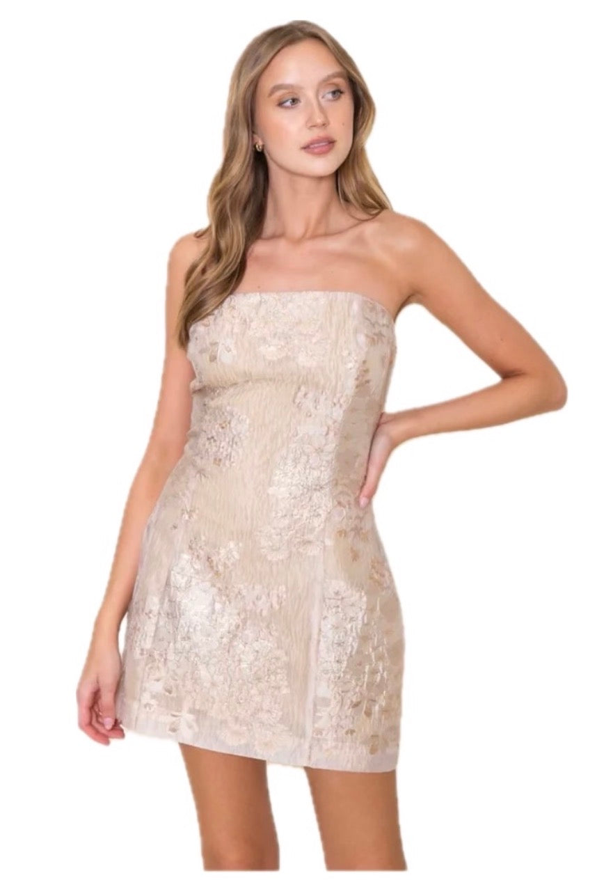 Strapless Jacquard Dress
