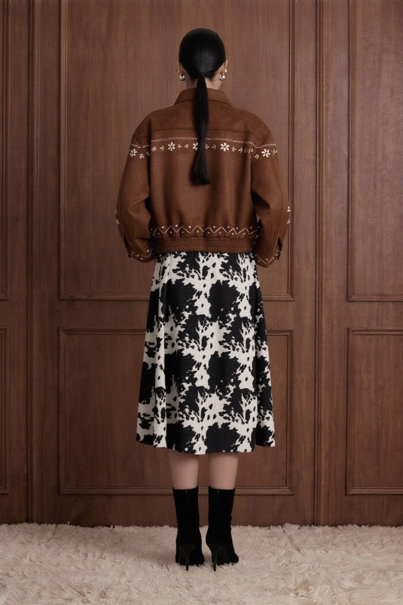 Suede Embellished Coat