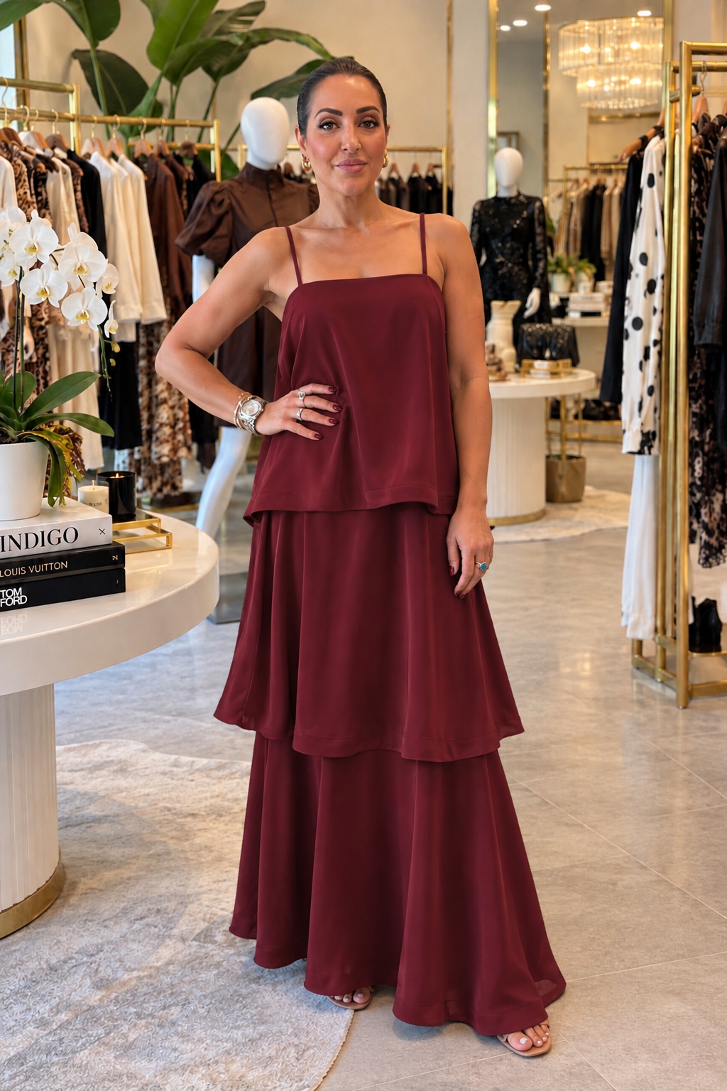 Burgundy Tier Dress