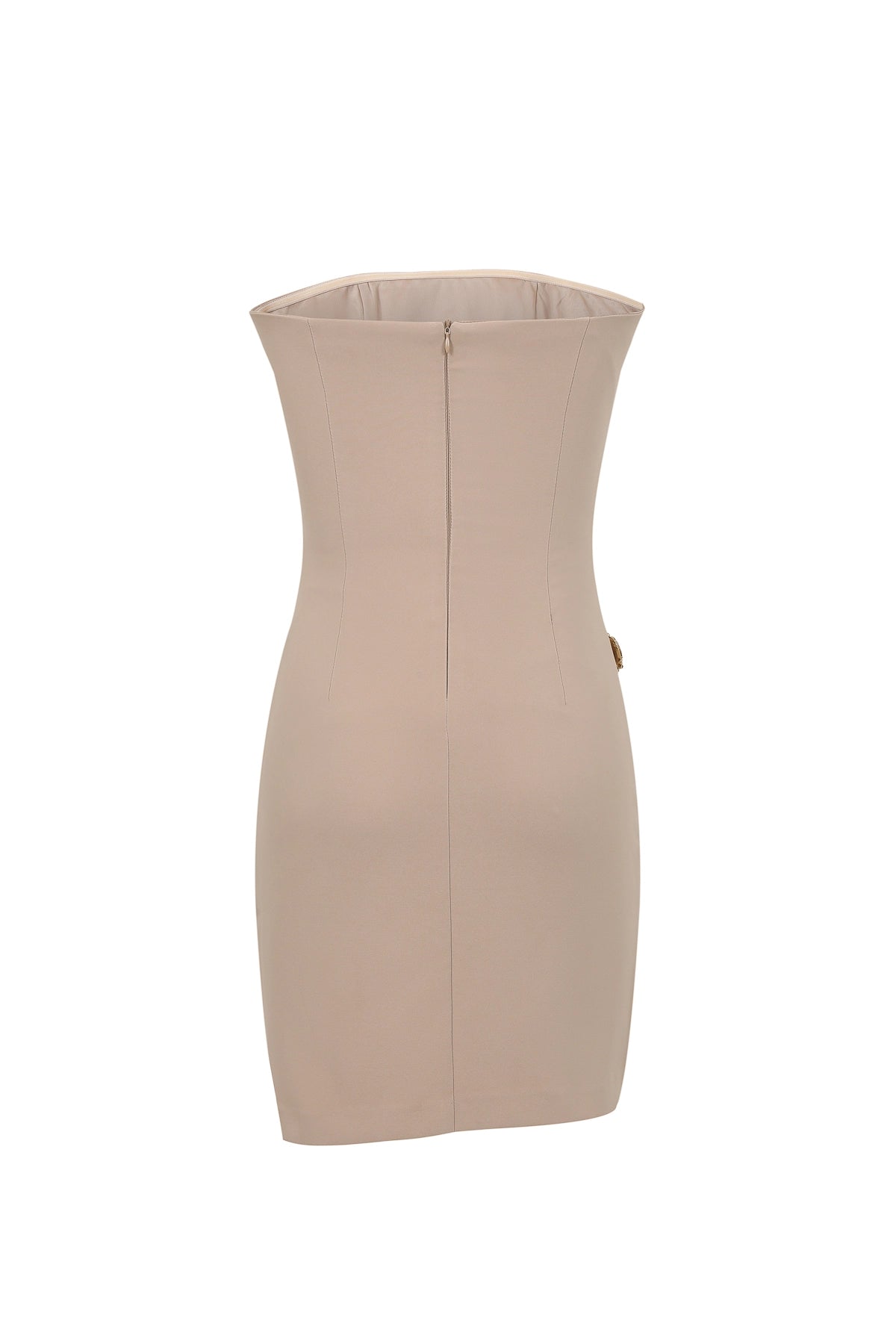 Beige Strapless Cocktail Dress