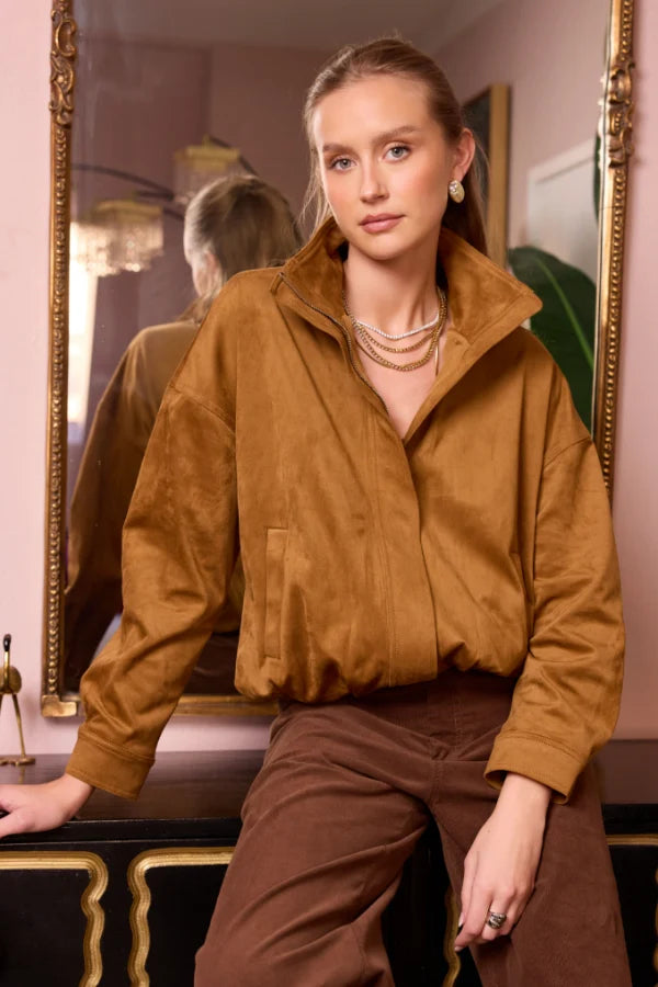 TERESSA SUEDE JACKET- CARAMEL