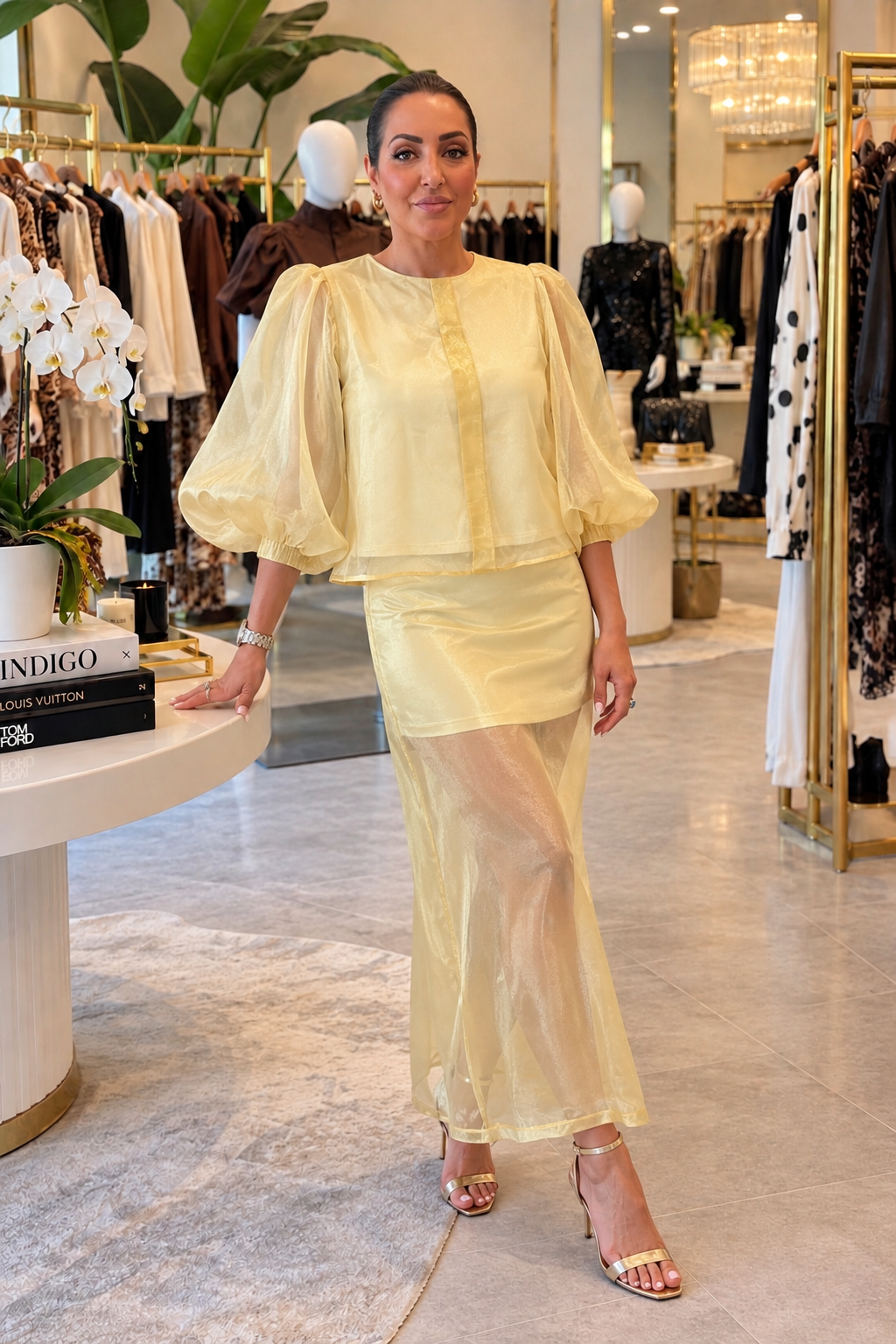 Mardi Gras Taffeta Gold Skirt and Blouse Set
