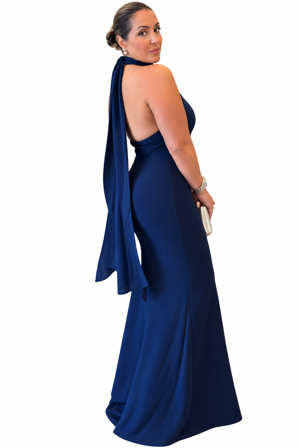 Navy High Neck Dress