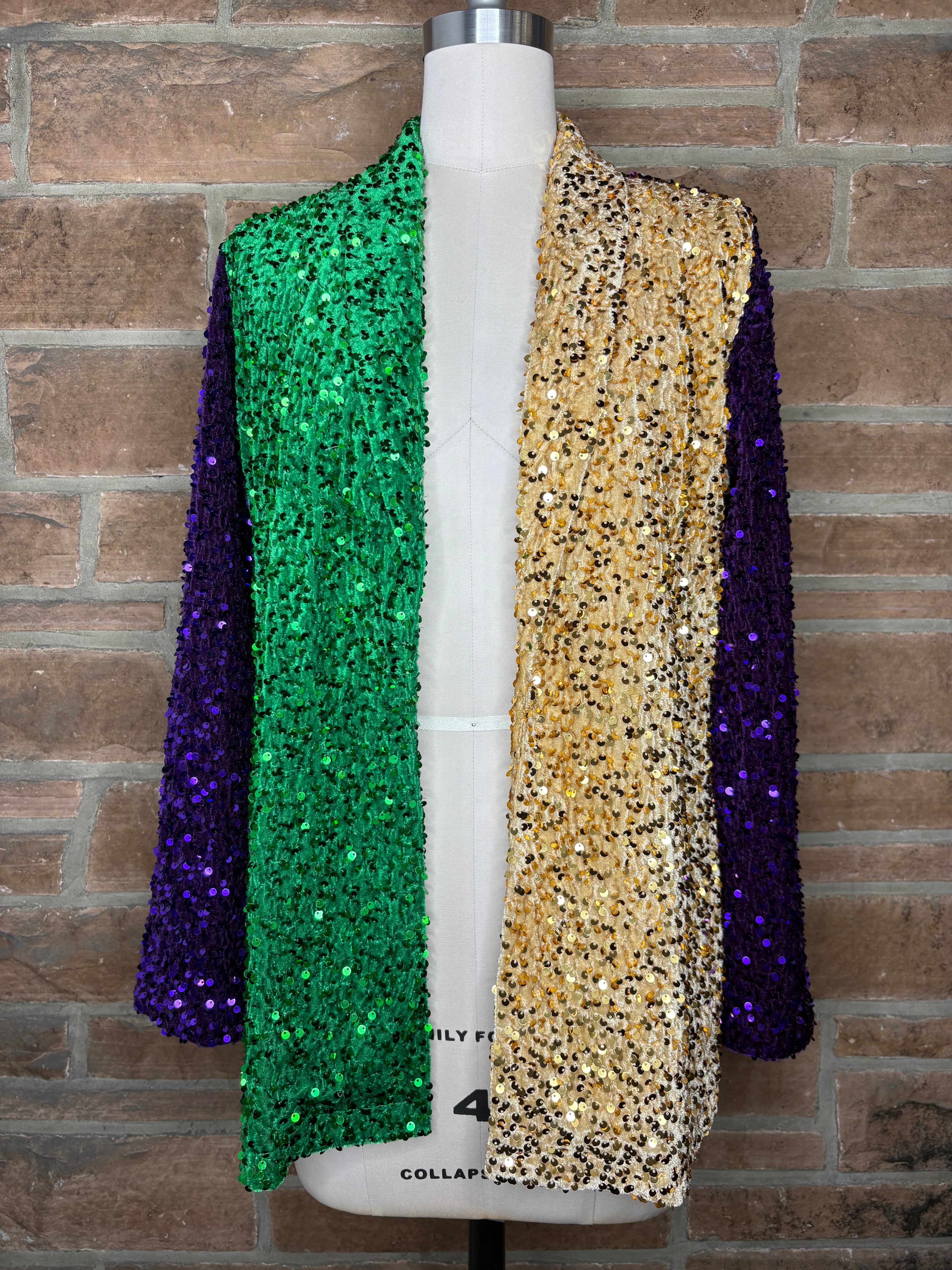 Purple, Green, and Gold Mardi Gras Blazer