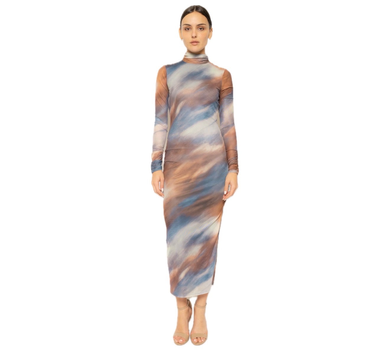 Mock Neck Marble Dress