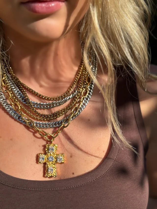 3 Tier Chain Necklace Gold or Silver