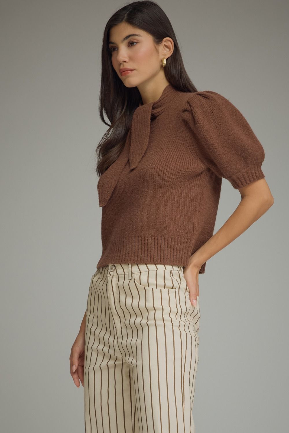 Stripe Wide Leg pants in Ecru