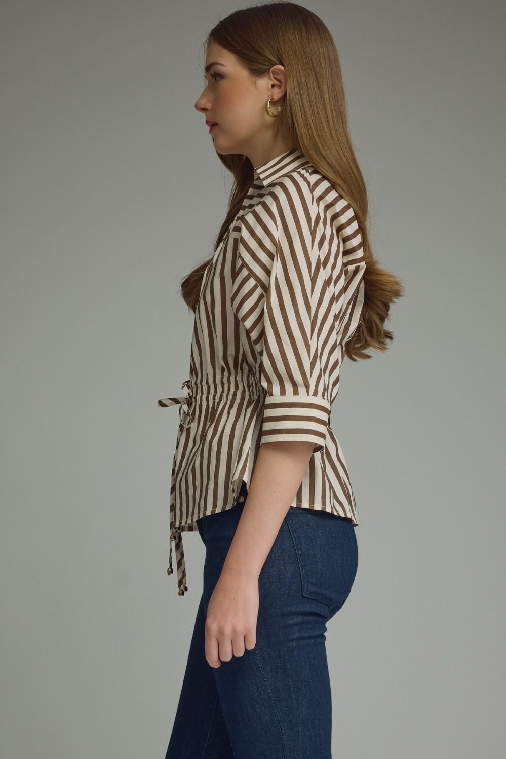 Stripe Drawstring Blouse