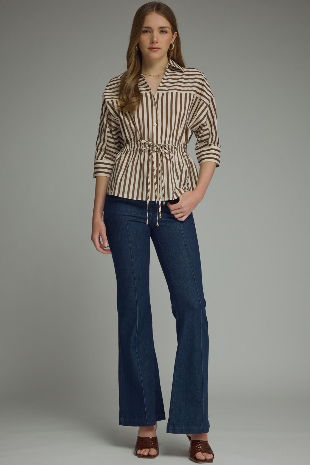 Stripe Drawstring Blouse