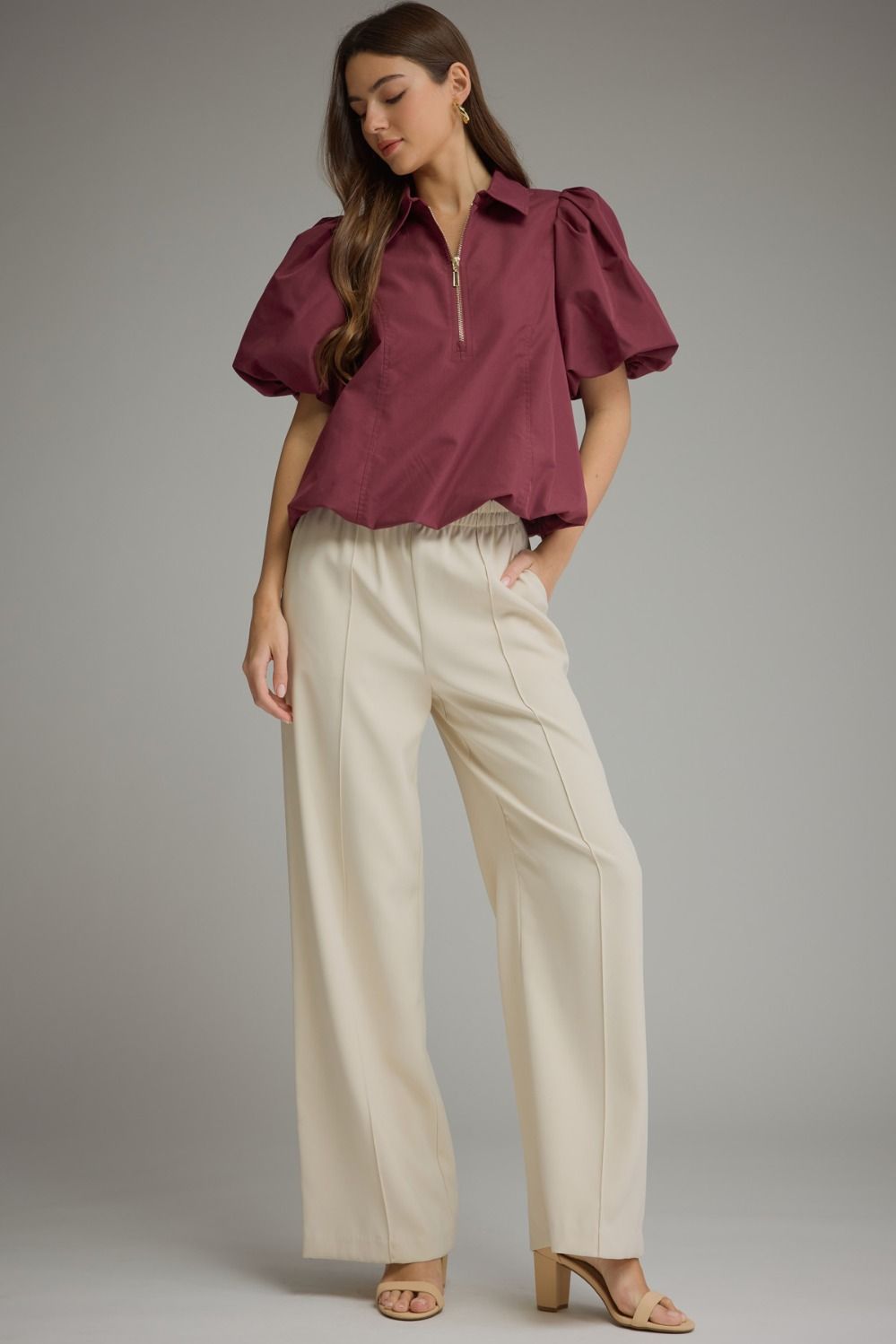 Merlot Puff Sleeve Blouse