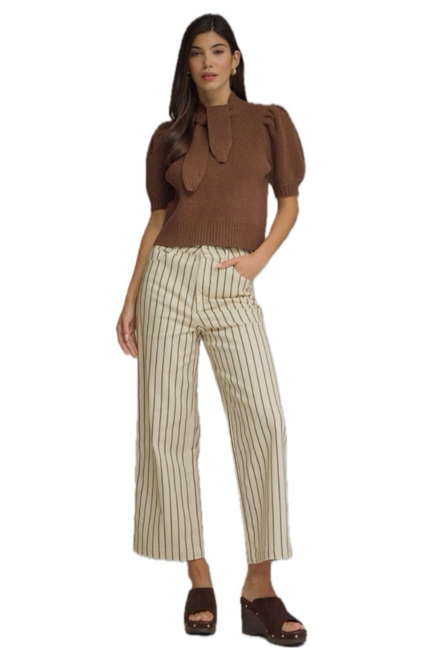 Stripe Wide Leg pants in Ecru