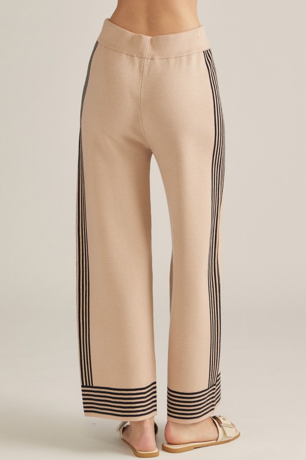 Stripe wide leg knit pants