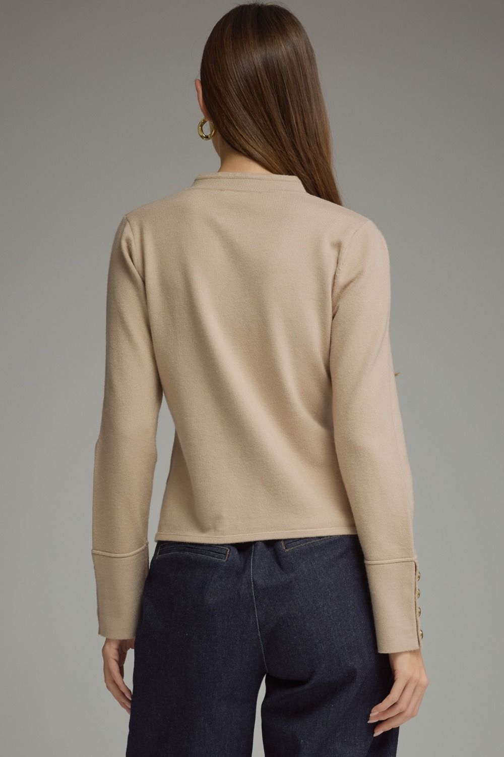 Solid long sleeve knit jacket