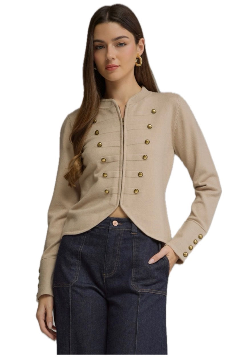 Solid long sleeve knit jacket
