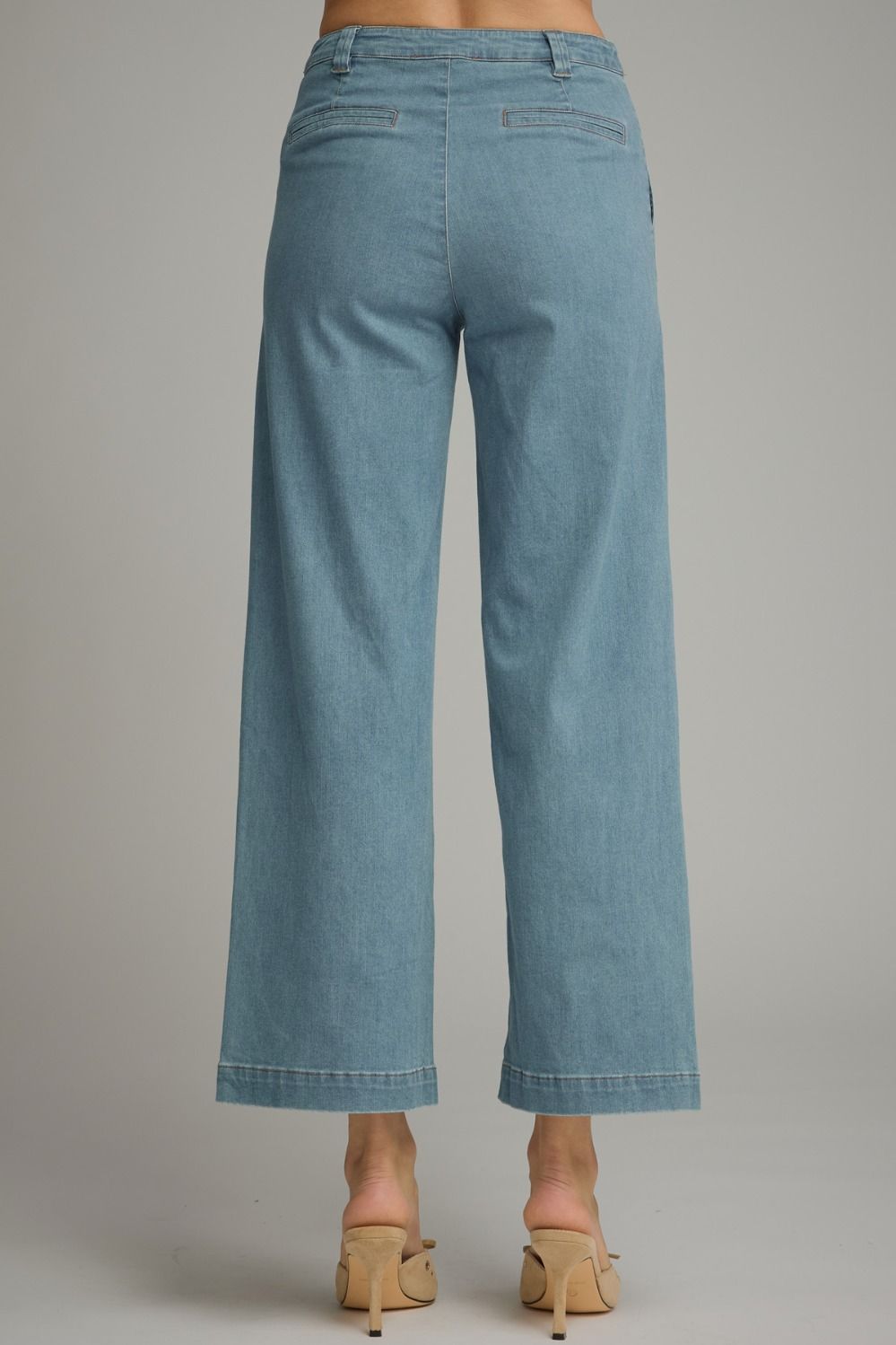 Solid ankle-length denim pants