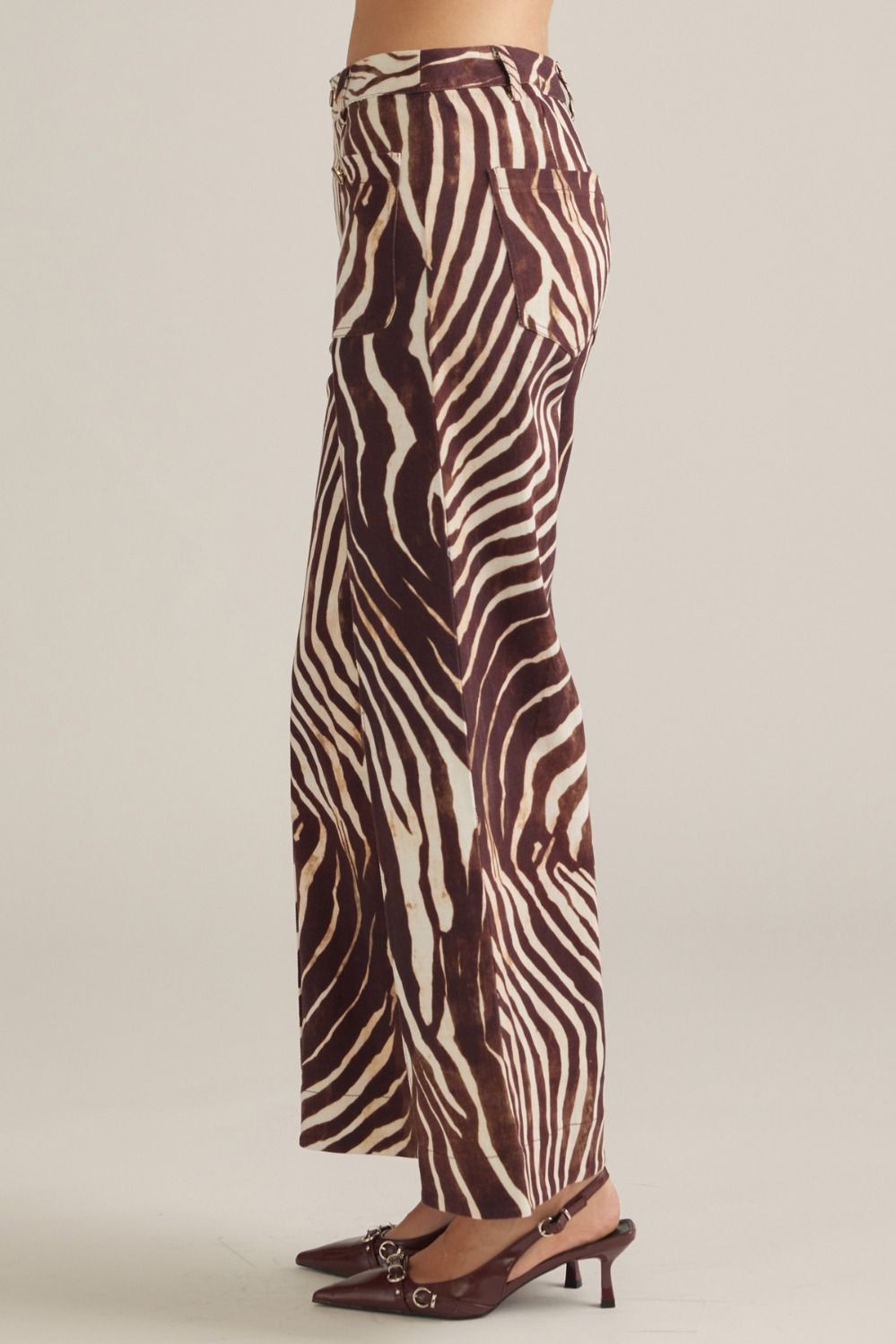 Zebra print wide leg pants
