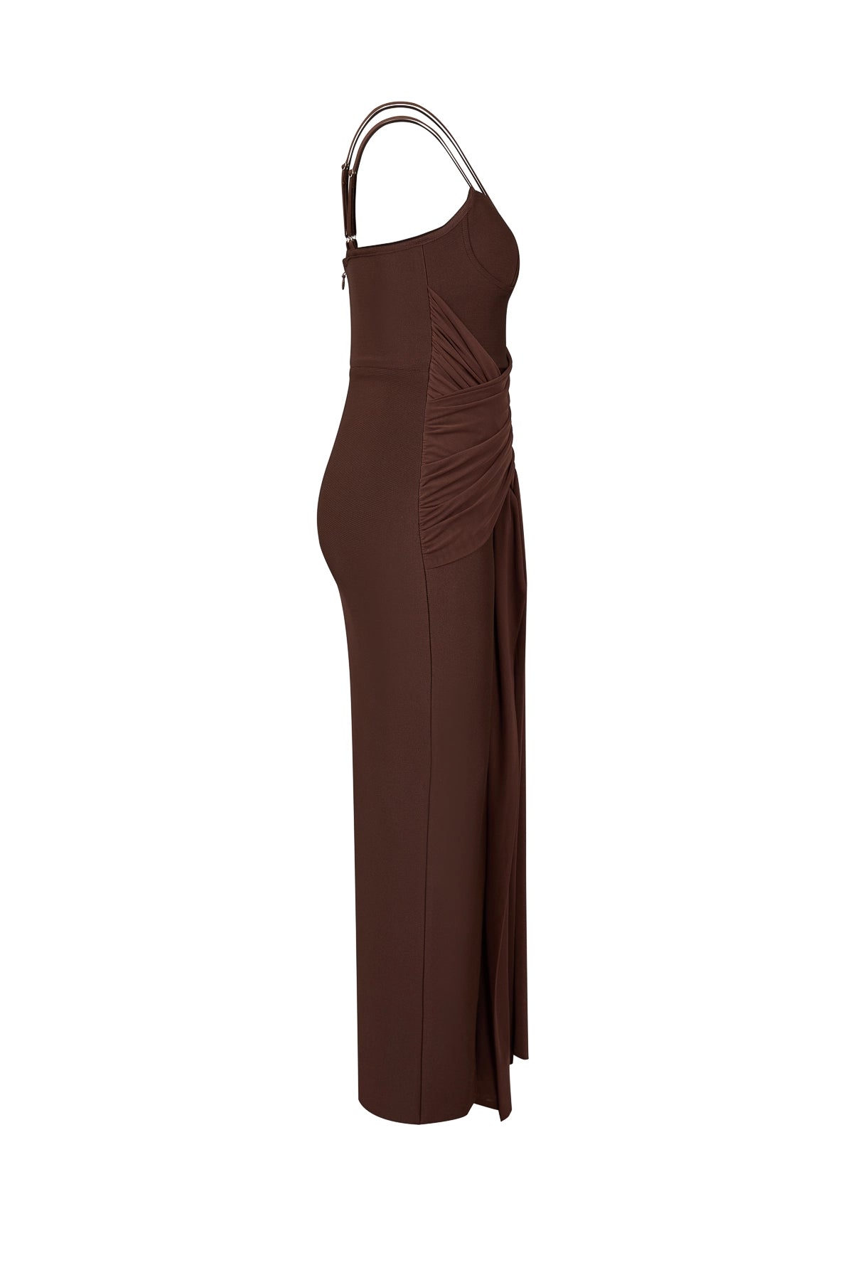 Brown Strap Tie Front Dress