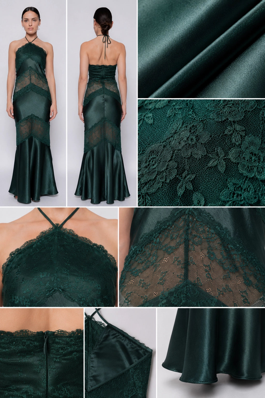 Lace Sheer Emerald Green Dress