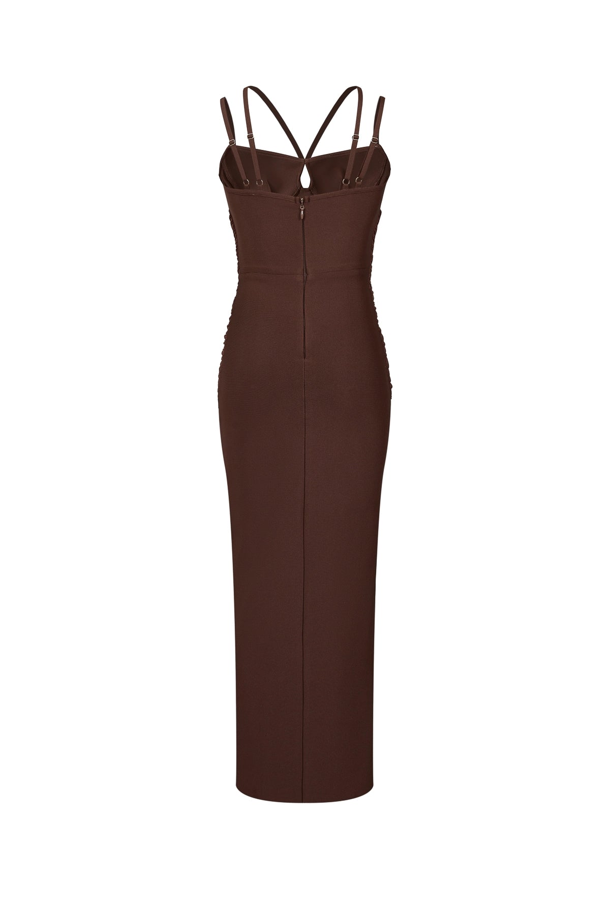 Brown Strap Tie Front Dress