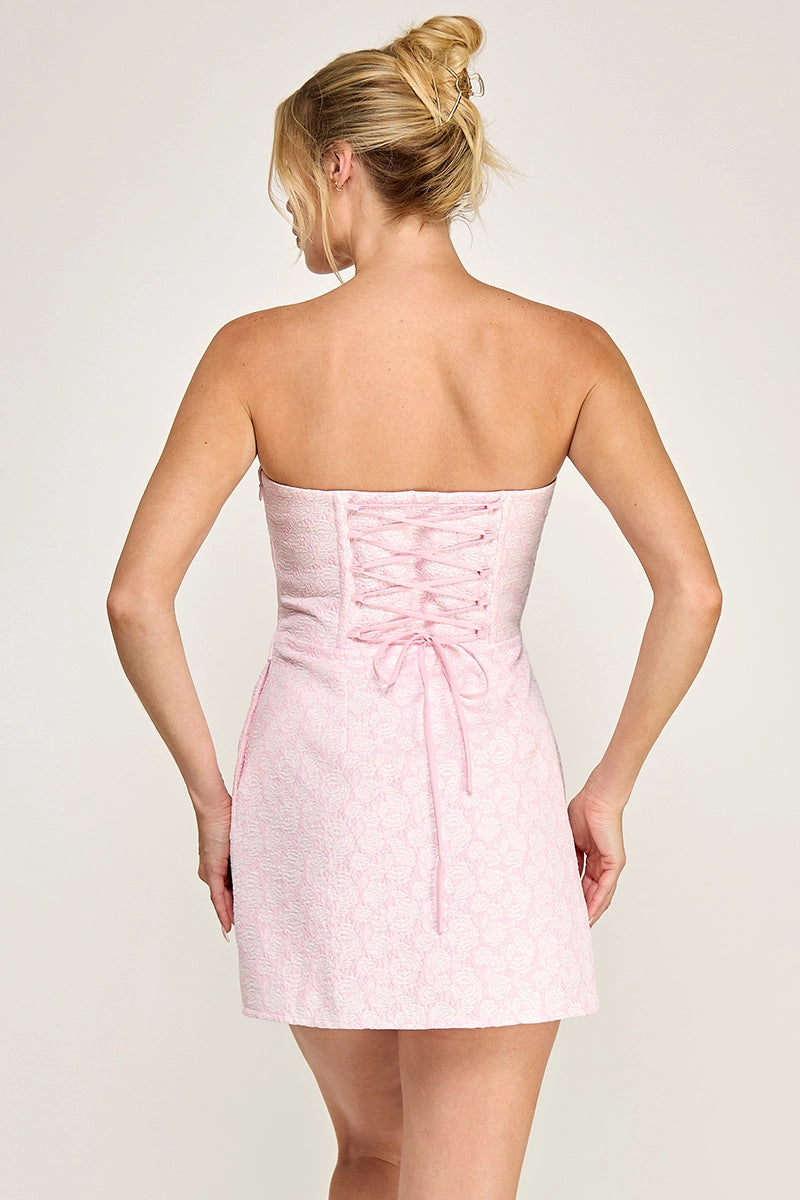 Light Pink Jacquard Floral Dress