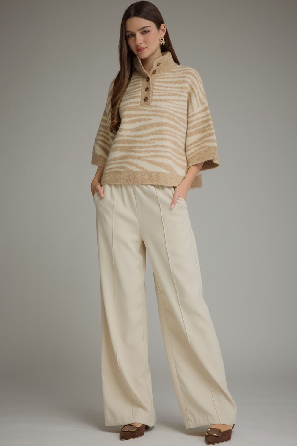 Zebra abstract cream sweater