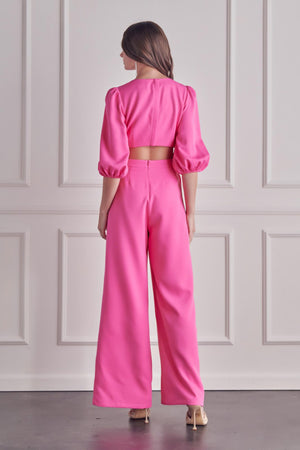 Pink Daisy Cut Out Jumpsuit