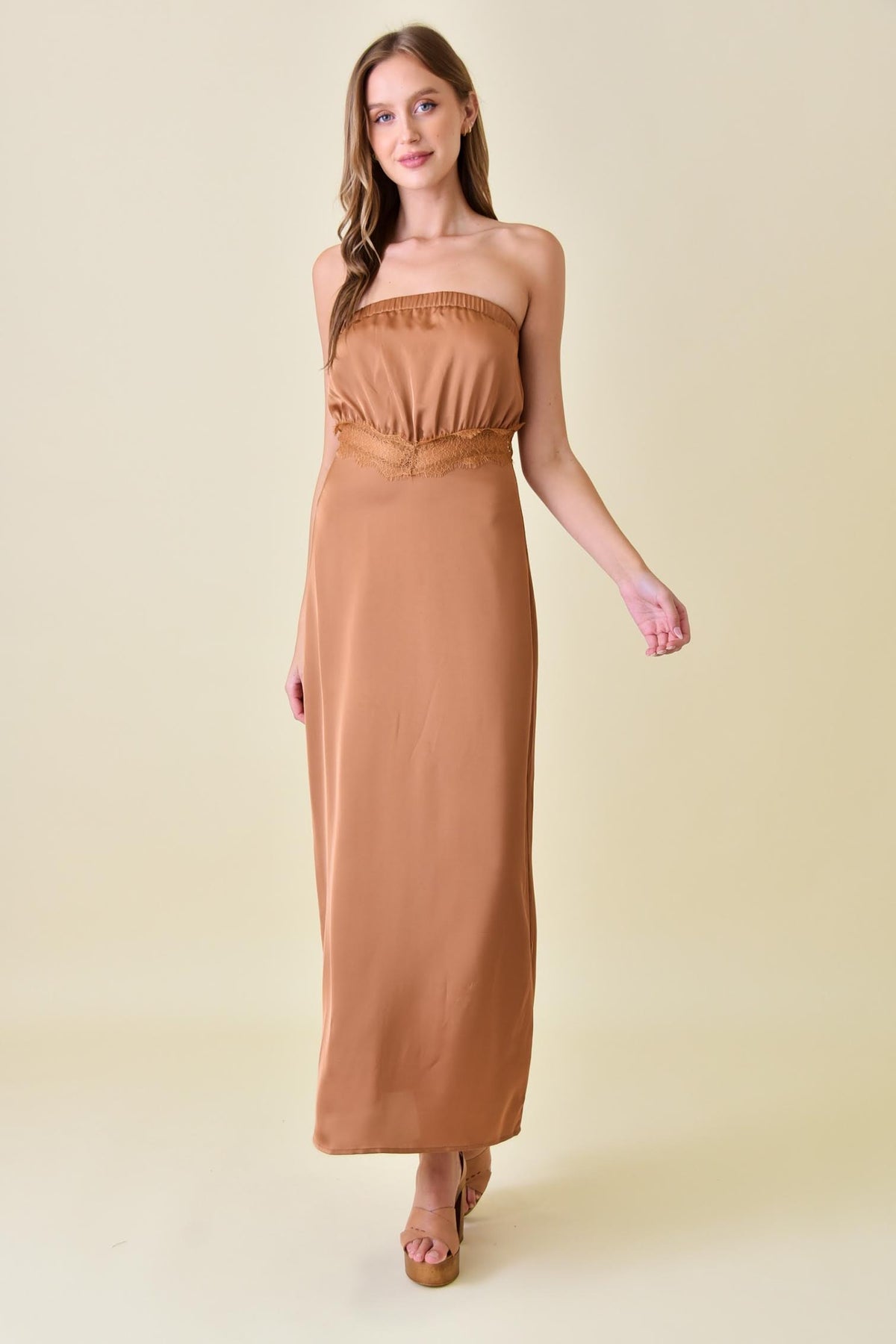Strapless Camel Dress