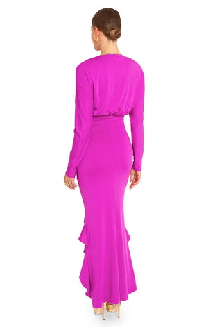 Magenta Ruffle Front Dress