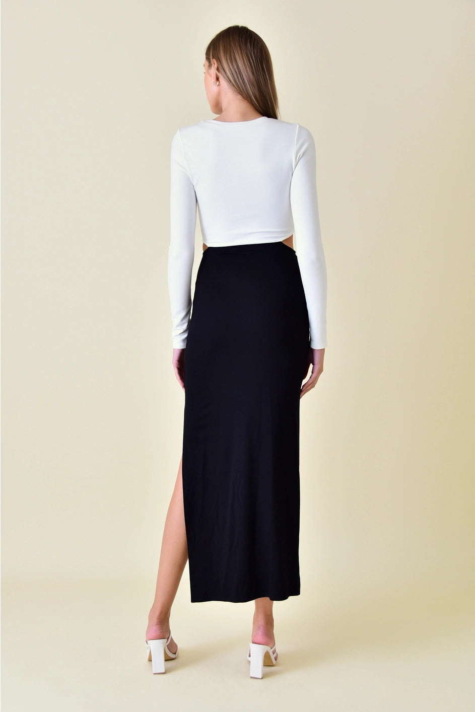Black and white cutout midi dress