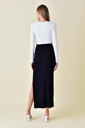 Black and white cutout midi dress