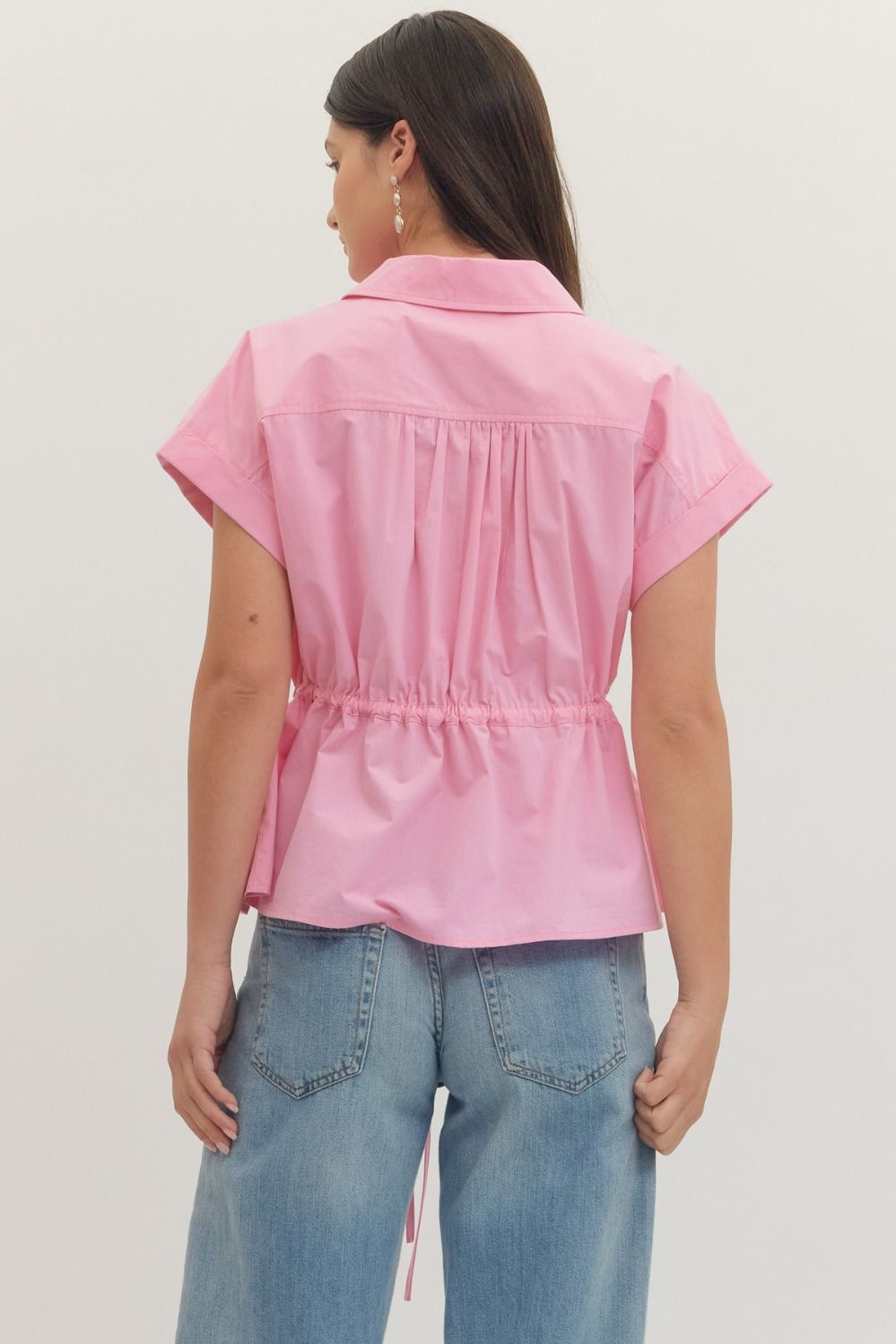 Pink peplum blouse pre order