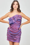 Purple & Blue Metallic Ruffle Dress *Final Sale*
