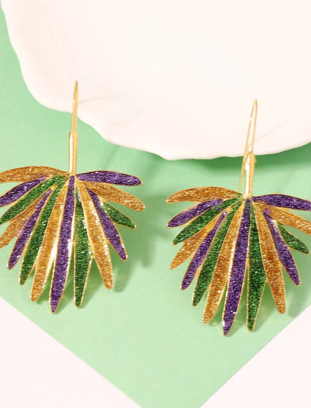 Mardi Gras Fan Earrings