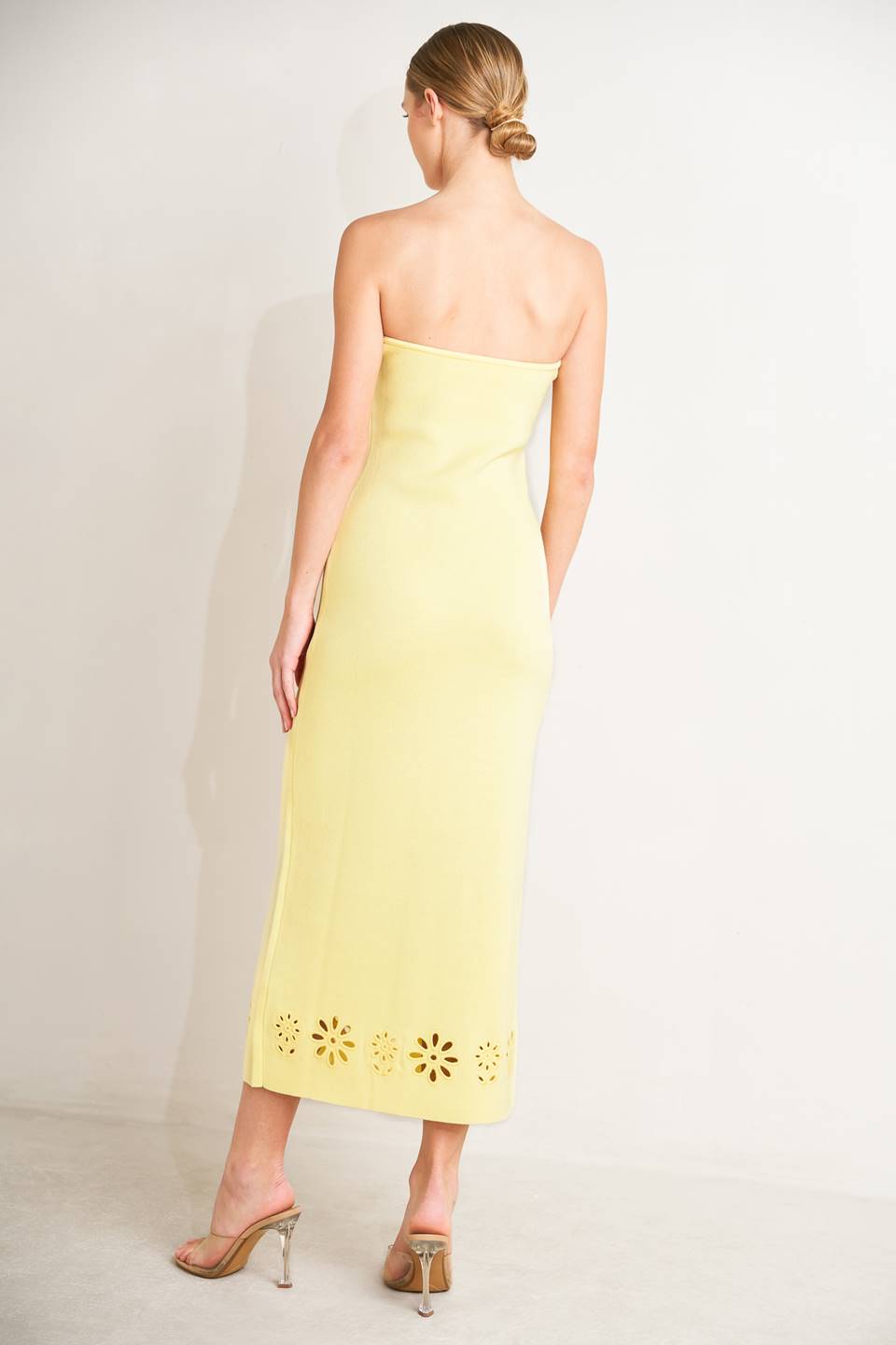 Strapless Yellow Midi Dress
