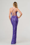 Purple Sequin Slit Dress