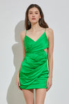Satin Green Cut Out Dress *Final Sale*