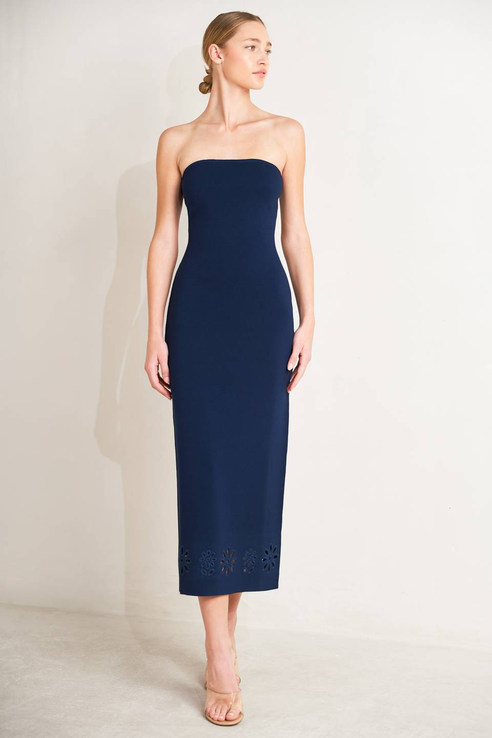 Strapless Embroidered Cut Dress