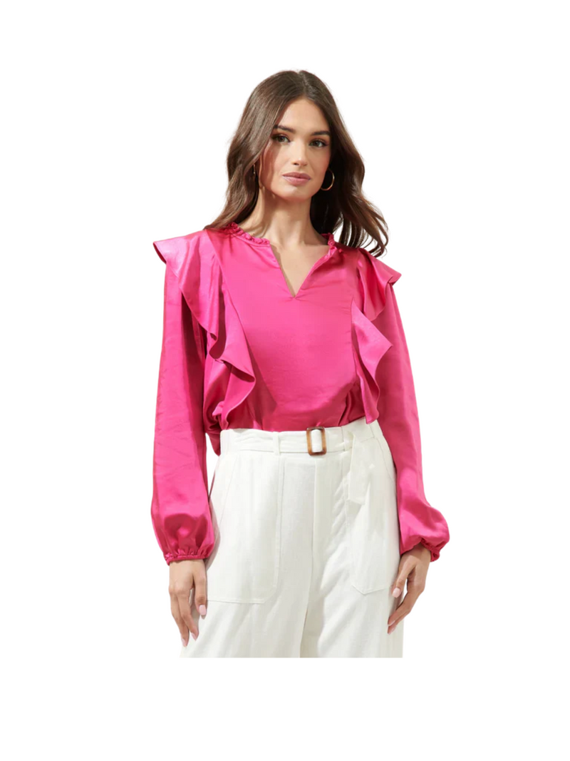 Love Story Blouse in Hot Pink