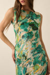 Midi Satin Cowl Neck Back Dress
