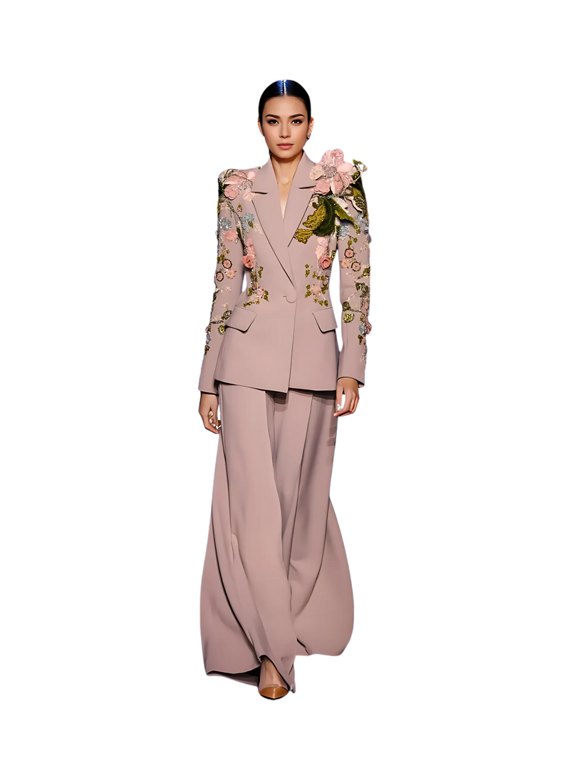 Handmade Floral Pant and Blazer Set