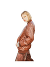 Vegan Leather Brown Snake Print Bomber Jacket