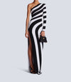 Zebra One Shoulder Zipper Dress