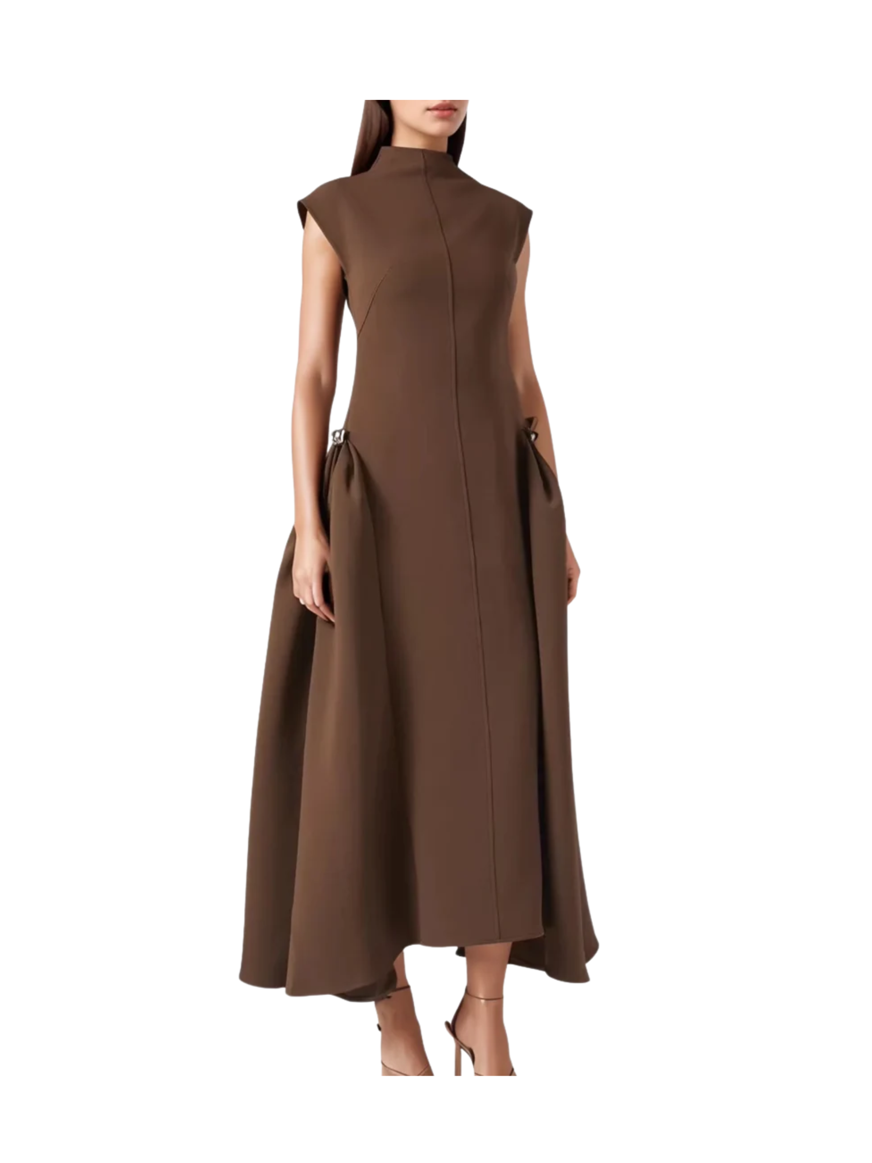 Half High Collar Irregular Hem Dress
