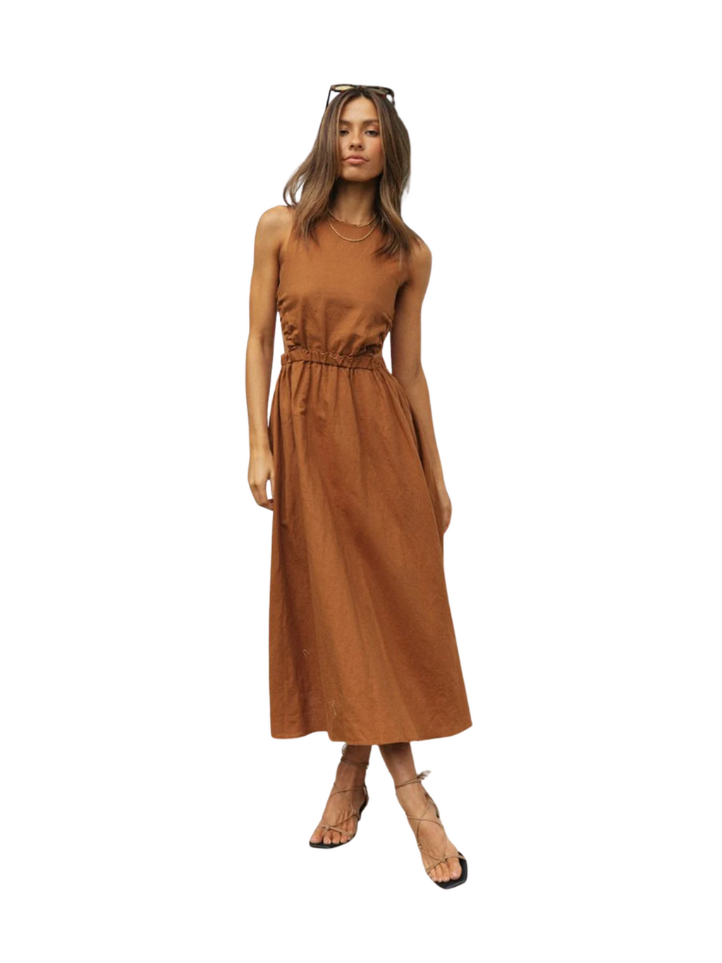 Sleeveless midi back strap dress