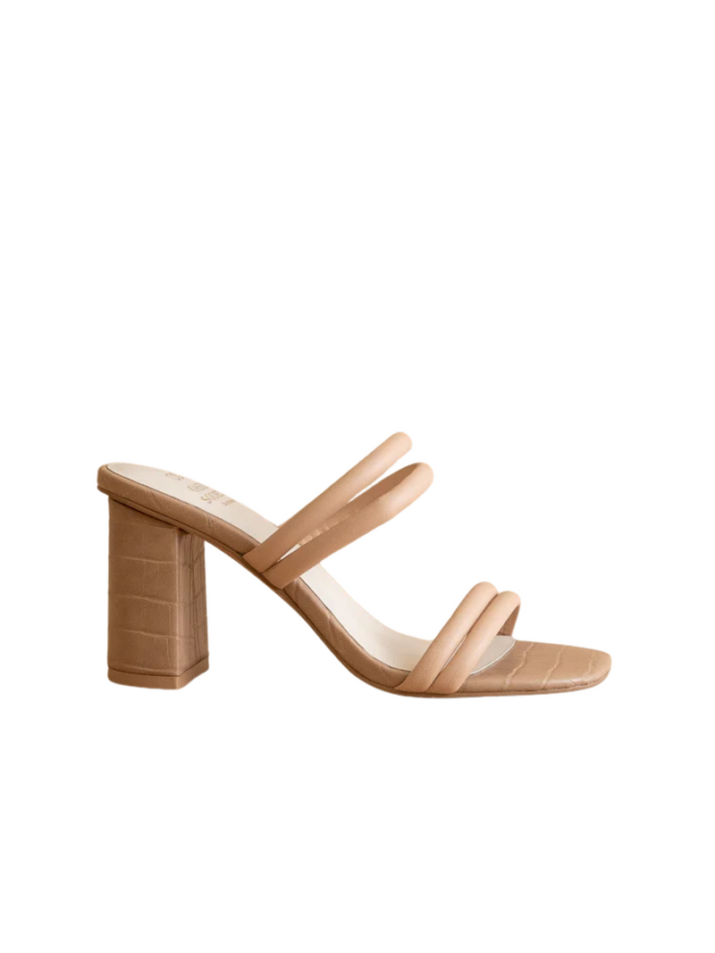 Nude Aligator Slip On Heels